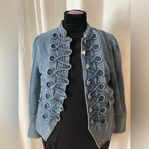 Savanna Jane Vintage Military Western Style Denim Jacket - Size Large